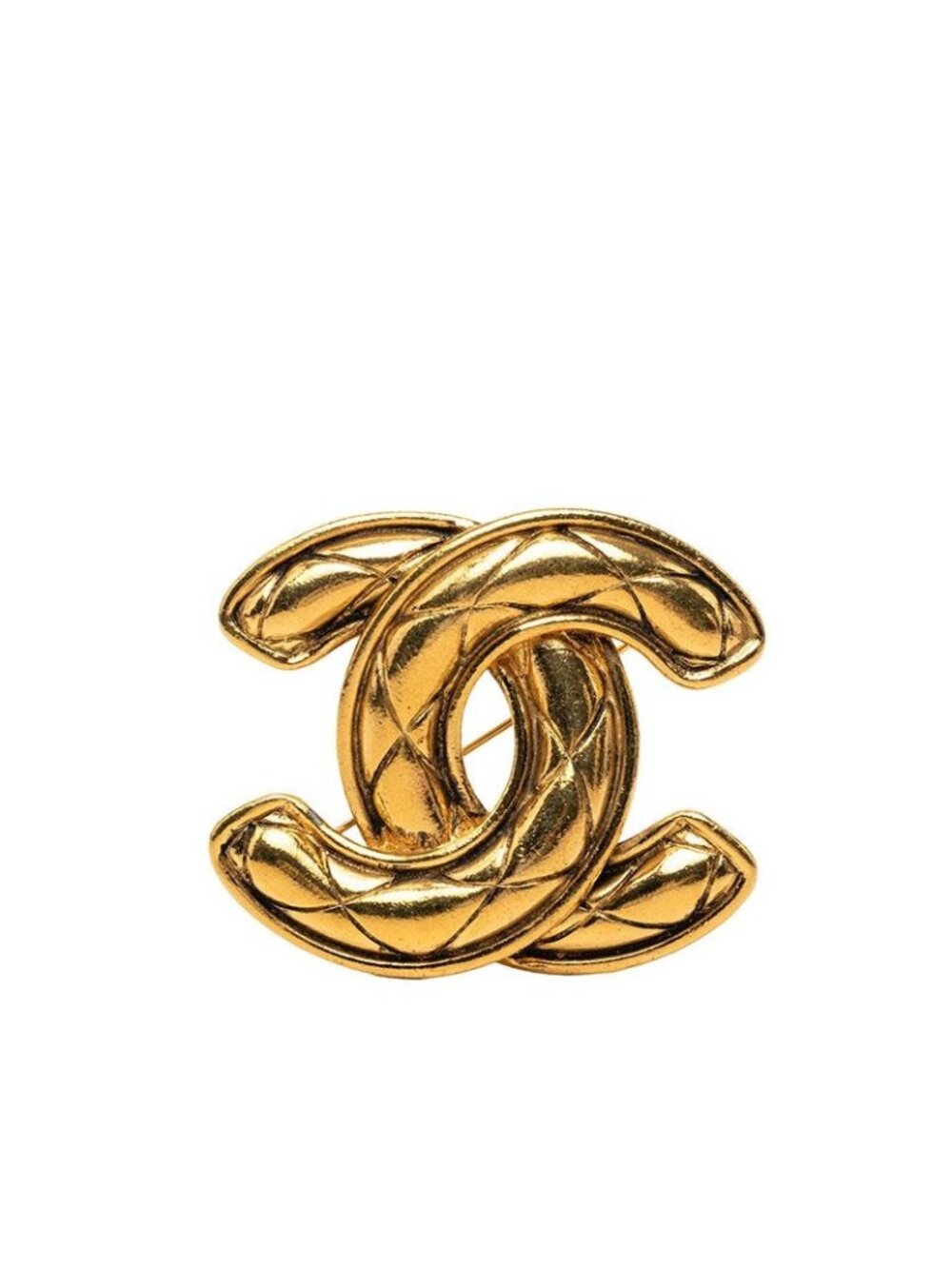 Chanel CC Logo Quilted Brooch Gold Plated